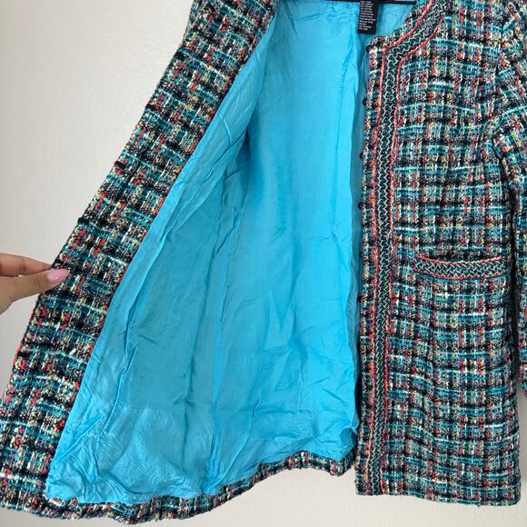 Doncaster Collection Womens Multicolor Tweed Wool Blend Blazer Coat Work Size 10 - Picture 4 of 10